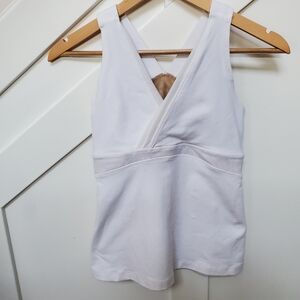 Solid White Deep V Athletic Tank